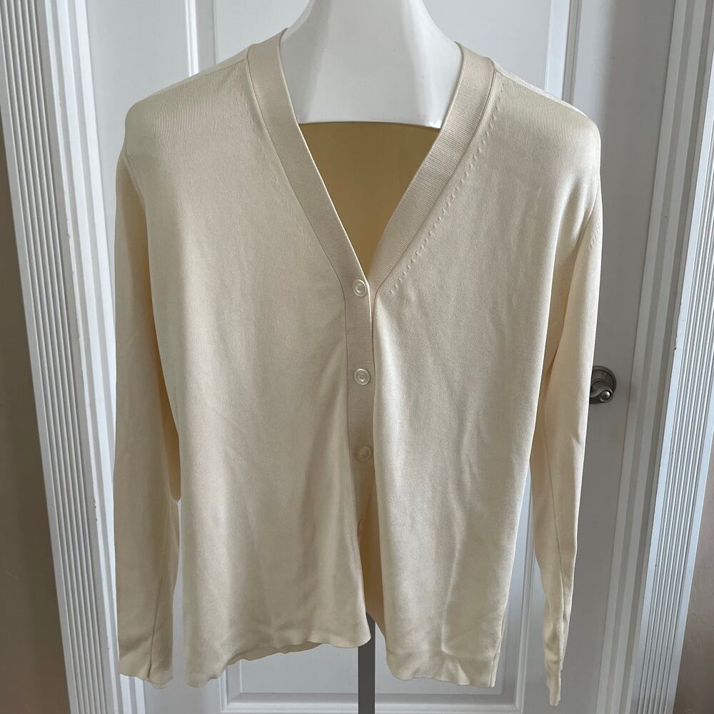 St John Cardigan Womens XL Cream Classic Old Money